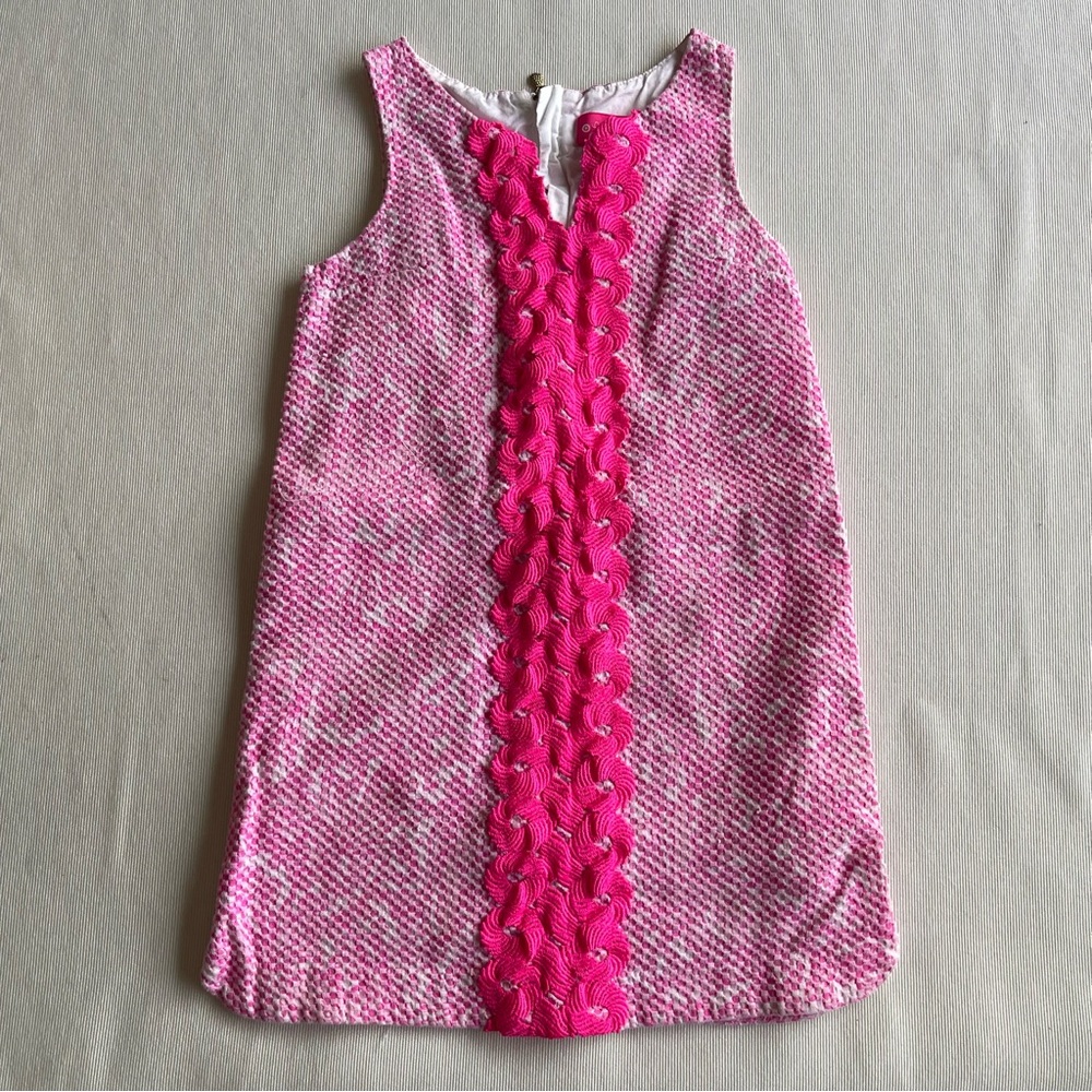 Lilly Pulitzer Vibrant Pink Textured Dress Sz S (6-6X)